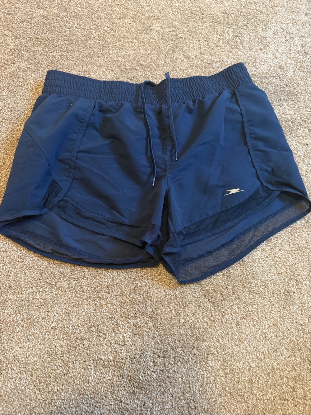 Crane Running Shorts Womens Size Medium Blue Pull On Lined Elastic Drawstring